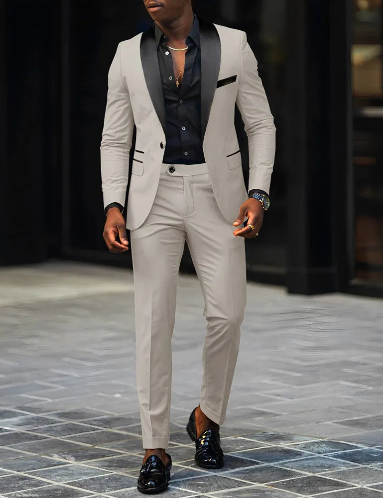 2-Piece Men's Suit Suitable For Wedding Business Suits, Single Button Jackets And Pants Sets, Slim Fit Jacket Sets GlowCart