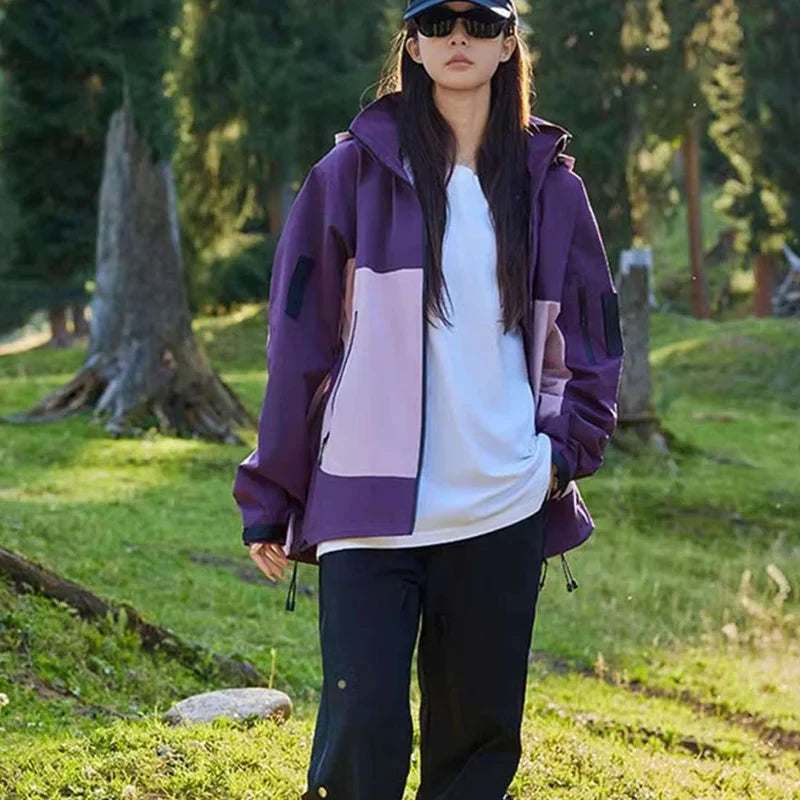 Loose Hooded Women's Windbreaker Jacket Fashion Mix Color GlowCart