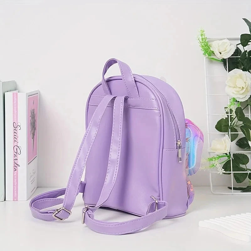 Toddlers Backpack Cartoon Unicorn Schoolbag Sequin Transparent Butterfly Wings Bookbag for Girl Kids Waterproof School Bag 2024 GlowCart