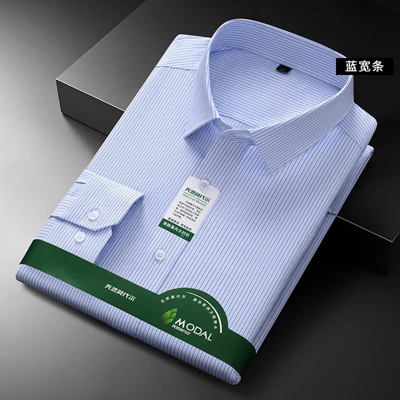 New Quality Anti-Wrinkle Men Shirt Long Sleeves Dress Shirts GlowCart