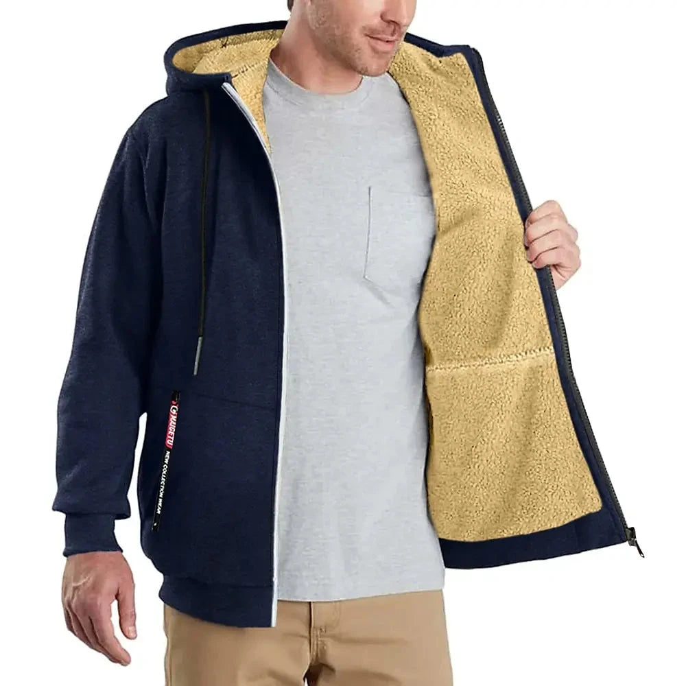 Trendy Sweatshirt Coat Front Pockets Warm Zipper Lamb Wool GlowCart