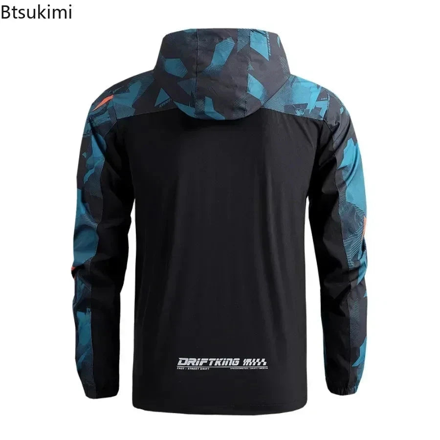 2025 Men's Windbreaker Hooded Jackets Man Hiking Outdoor GlowCart
