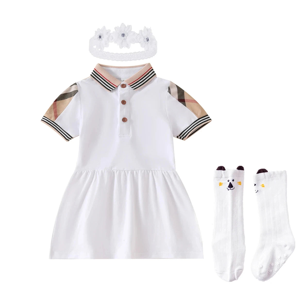 Baby Girl Princess Dress Cotton Baby Girl Dress Plaid GlowCart