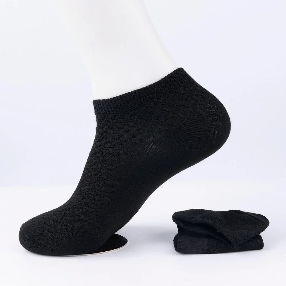 Quality Bamboo Fiber Sock New Compression Men Casual Business Anti-Bacterial Breatheable Solid Color Mid-tube Stockings GlowCart