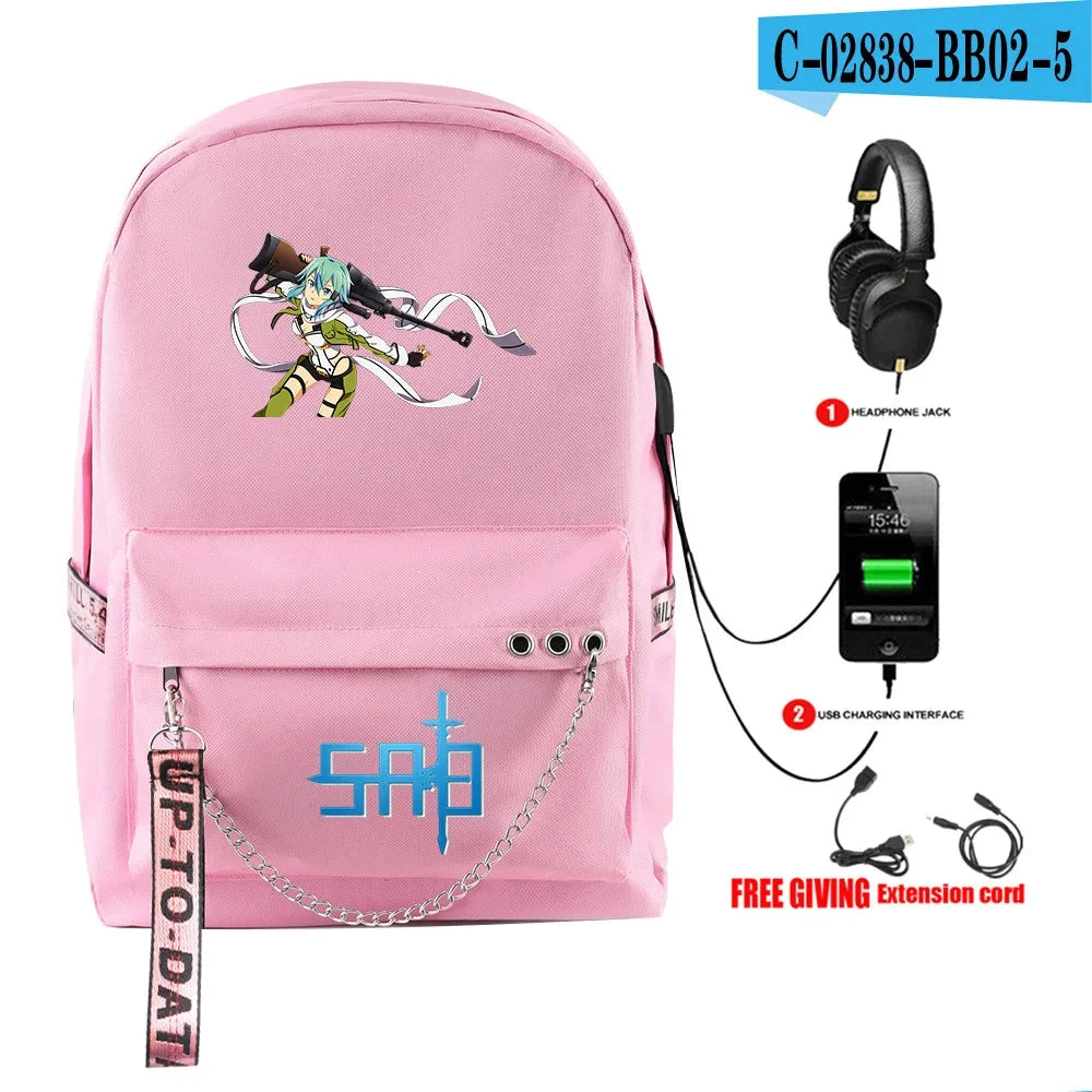Hip Hop Youthful School Bags Unisex Sword Art Online Travel GlowCart