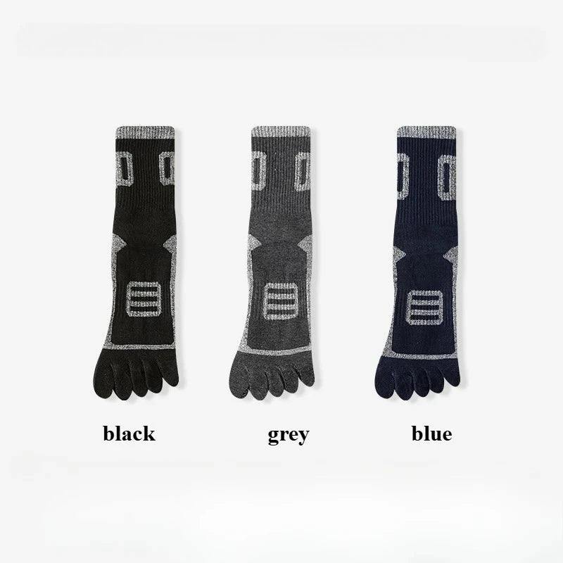 3 Pairs Fleece Toe Socks Men Autumn Winter Warm Five Finger Socks Man High Quality Cotton Sports Crew Socks Running GlowCart