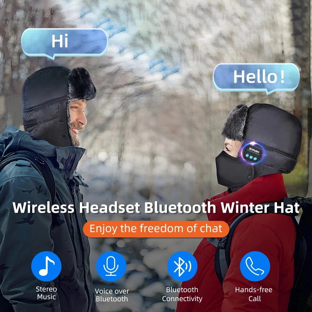Winter Trapper Hat for Men Women Warm with Bluetooth GlowCart