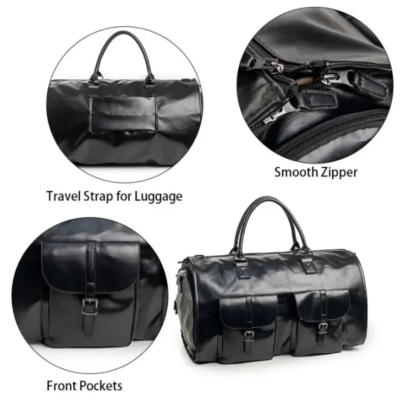 2025 New Men's Leather Waterproof Business Travel Large GlowCart