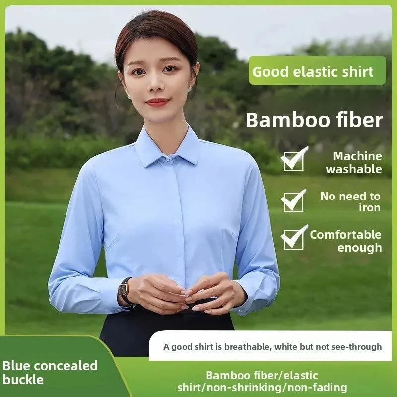 Plus Size Bamboo Fiber Elastic Work Shirt Extra Large plus GlowCart