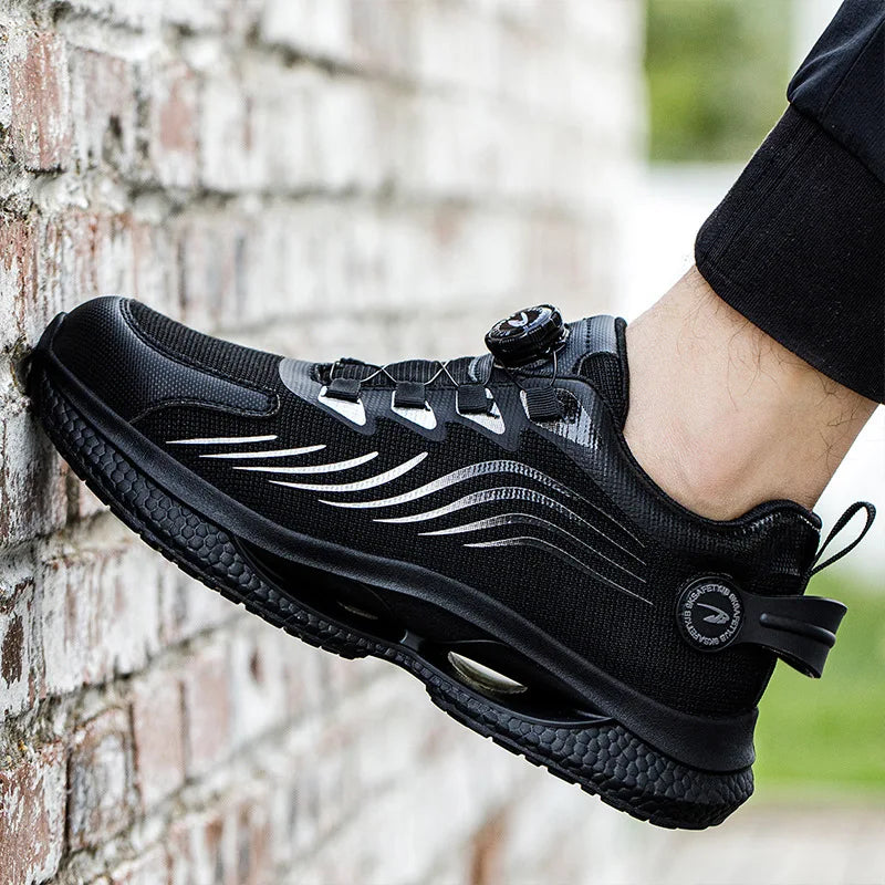 Rotating Button New Safety Shoes Men Anti-smash Anti-puncture Work Shoes Fashion Men Sport Shoes Security Protective Boots Men GlowCart