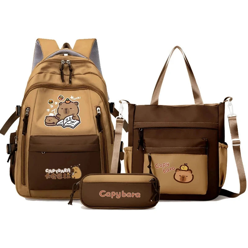 Kawaii Capybara School Backpack for Girls School Bags Set GlowCart