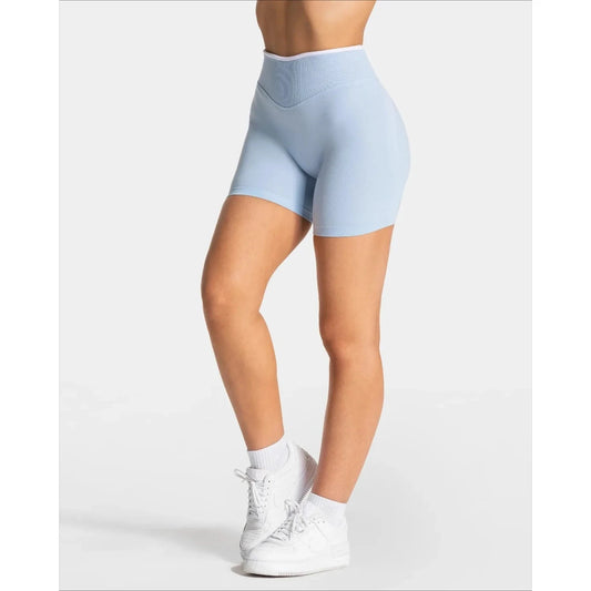 Women's Seamless Gym Solid Color Sports Shorts White Waist Tight High Waist Hip Lifting Yoga Pants Running Sports Shorts GlowCart