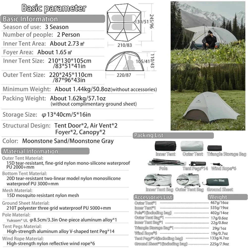 Naturehike Star River UL Lightweight 2 Person Tent for GlowCart