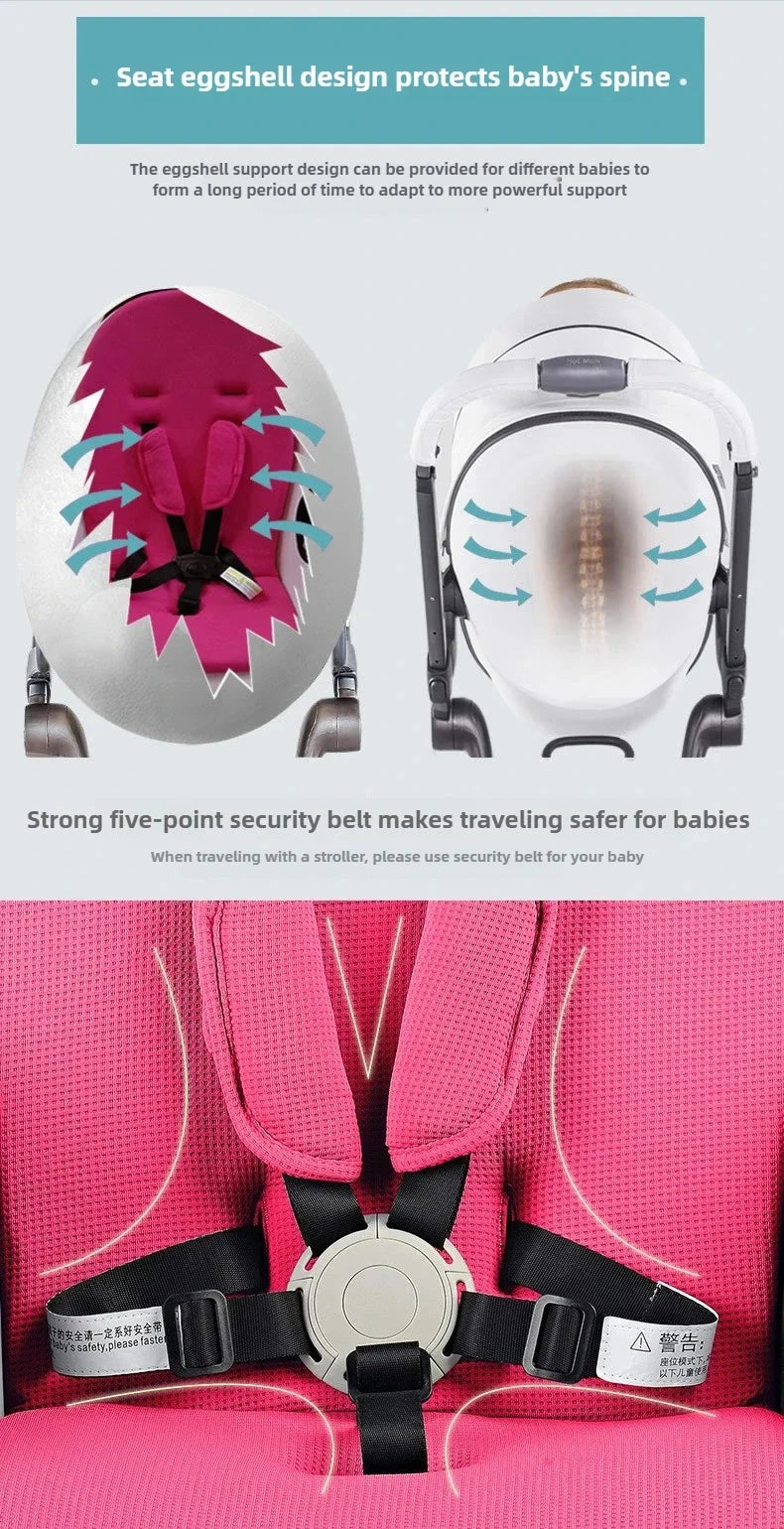 Hotmom stroller High landscape can sit and lie down Folding lightweight British two-way baby stroller Adapt to 0-4 years old GlowCart