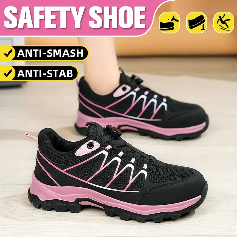 Womens Safety Shoes All-Season Casual Footwear Anti Smashing Lightweight Breathable Fashionable Shoes Low Top Protective Shoes GlowCart