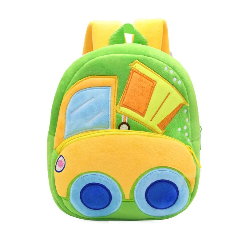 2-4 years old kids engineering backpack cartoon excavator backpack plush kids small school bag toy backpack GlowCart