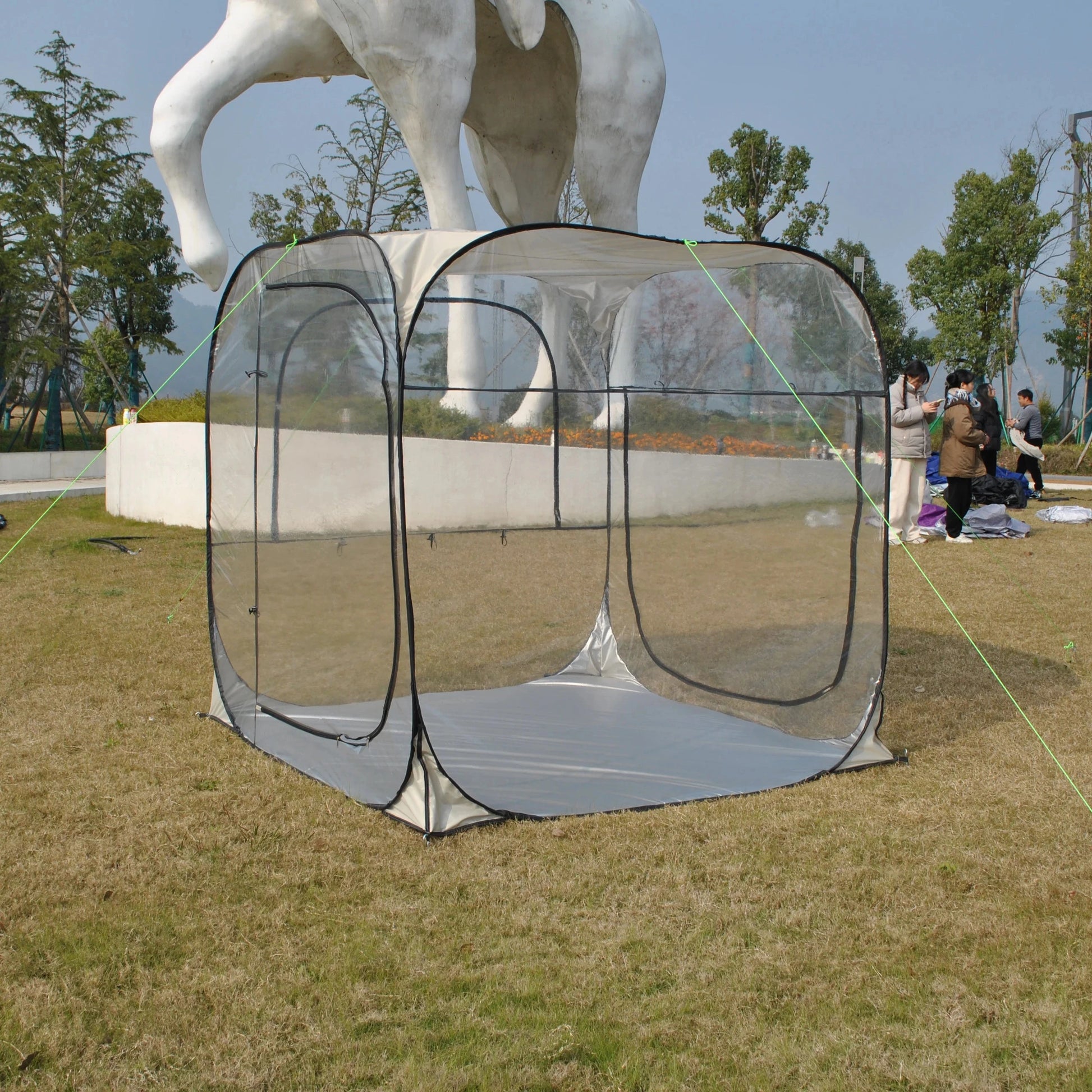 Patio Gazebo Transparent PVC Room, 4 Person Pop up Outdoor GlowCart