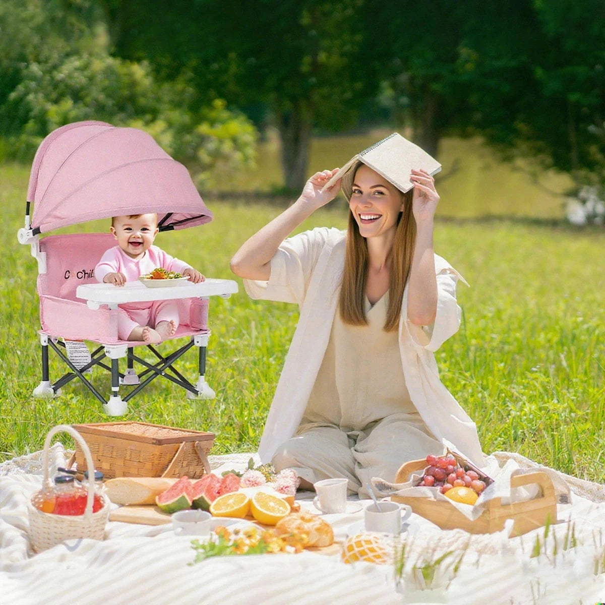 Outdoor feeding chair, Children's dining chair, can be used to increase seat height, portable foldable outdoor camping chair, GlowCart