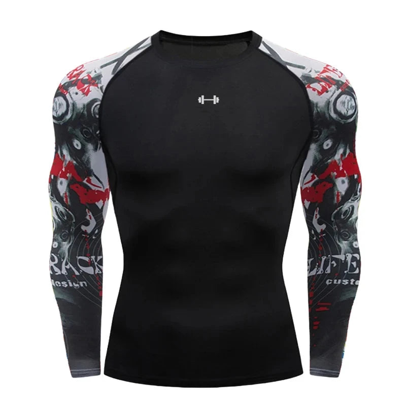 Gym Compression Dry Fit Men's Long Sleeves Fitness T-shirt Spring And Autumn Outdoor Sports Running Tees Sportswear Tops T-shirt GlowCart