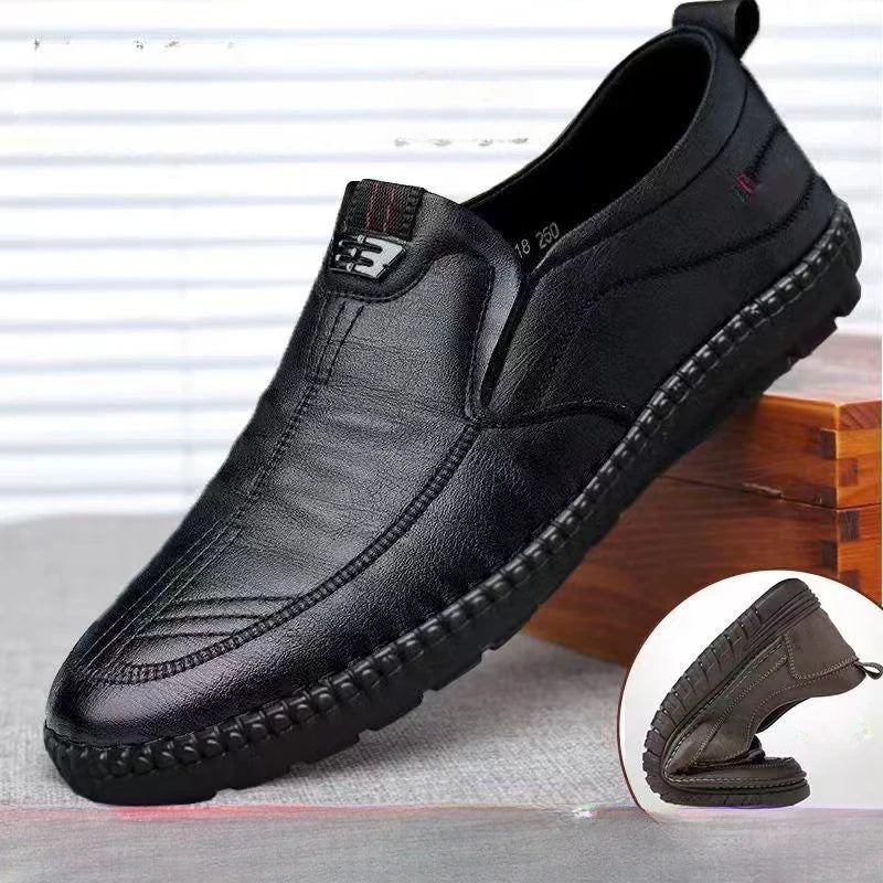 Mens PU Leather Loafers Non Slip Walking Flats Breathable