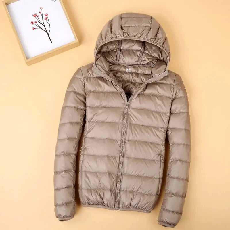 Autumn and winter hooded down jacket women's 2025 new simple GlowCart