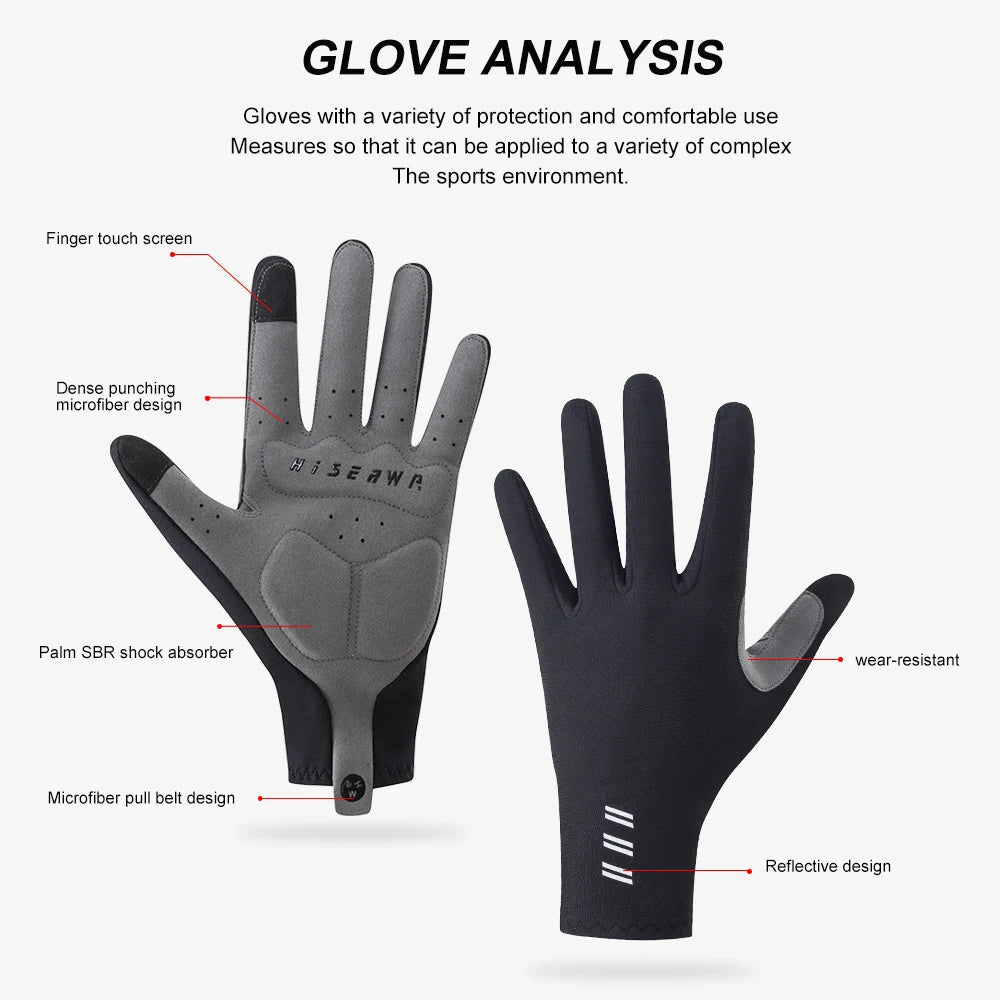 HISERWA Men Women Winter Warm Full Finger Cycling Gloves Outdoor Sports Anti Shock Touch Screen Anti Slip MTB Road Bike Gloves GlowCart