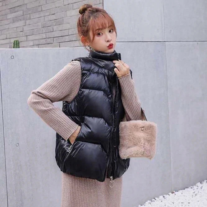 2024 New Autumn Winter Down Cotton Women's Vest Korean Loose GlowCart