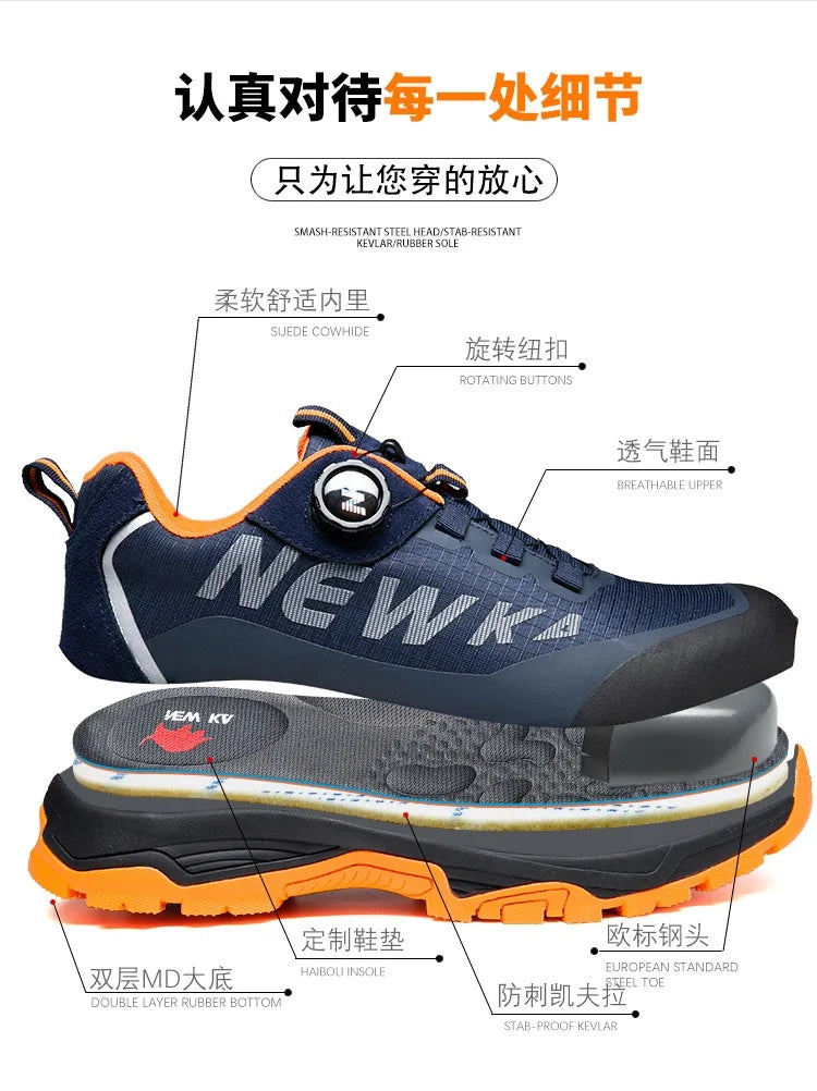 High-top men's all-season universal steel head anti-smash anti-puncture rotating buckle non-slip wear-resistant safety shoes GlowCart