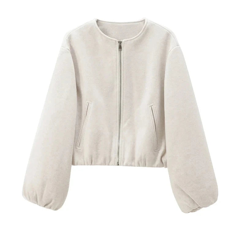HXAO Outerwears Cropped Bomber Jacket Women Autumn Long GlowCart