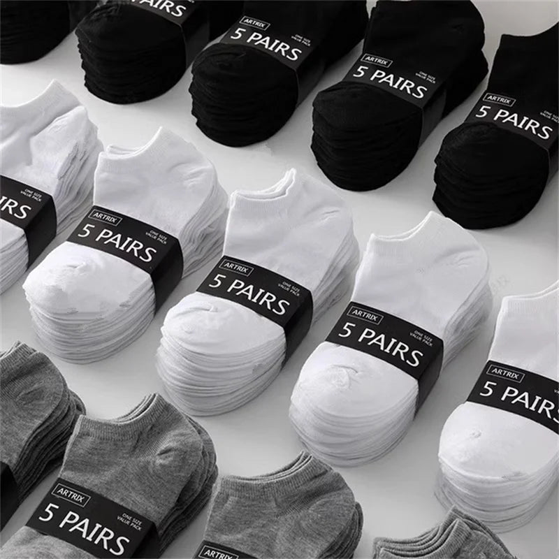 Breathable Boat Socks For Men Women, Invisible Low Cut, Non-Slip, No-Show Ankle Socks, Solid Color, Autumn, 5 Pairs, 10 Pairs GlowCart