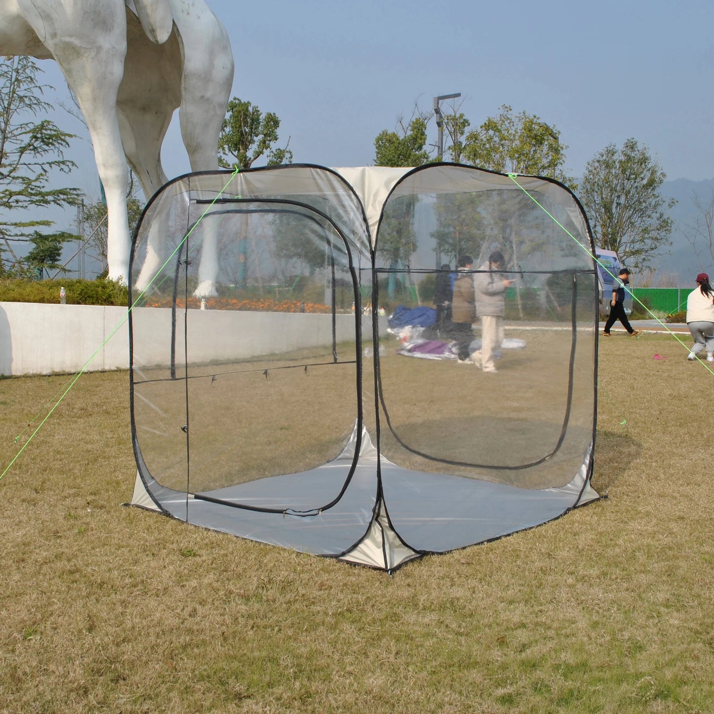 Patio Gazebo Transparent PVC Room, 4 Person Pop up Outdoor GlowCart