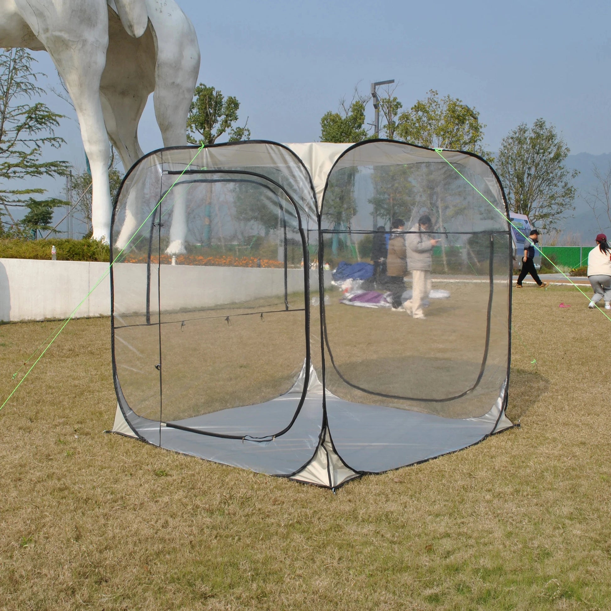 Patio Gazebo Transparent PVC Room, 4 Person Pop up Outdoor GlowCart