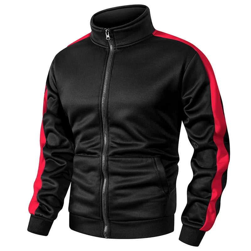 Men's Colorblock Patchwork Sporty Jacket with Kanga Pocket Fall Winter Fleece Lined Warm Long Sleeve Zip Up Coat Outwear Tops GlowCart
