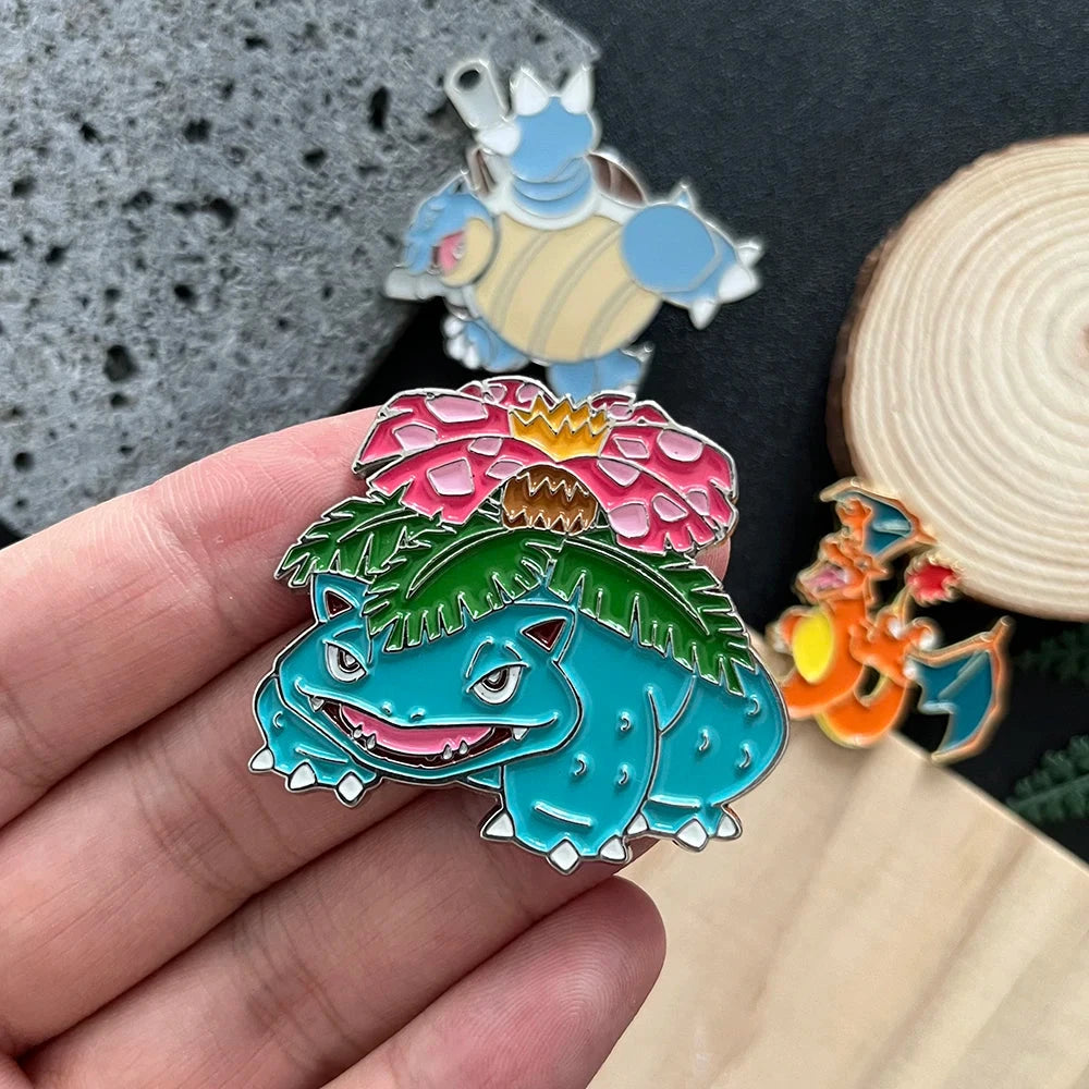 4 PCS Cartoon Pokemon Lapel Pins Set Anime Venusaur Mega GlowCart