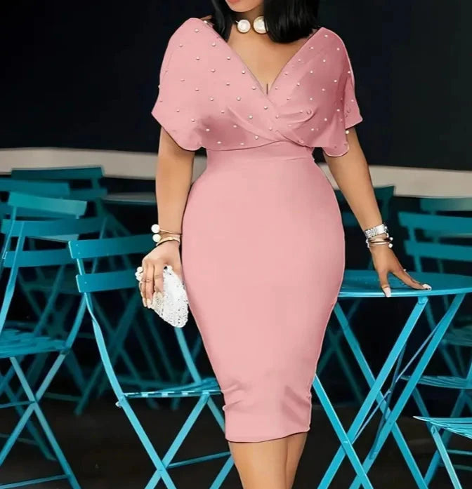 Fashion Party Dress For Wonen Sexy V Neck Package Hip GlowCart