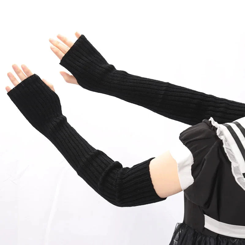 1Pair Women Long Fingerless Gloves Soft Female Kawaii Mitten GlowCart