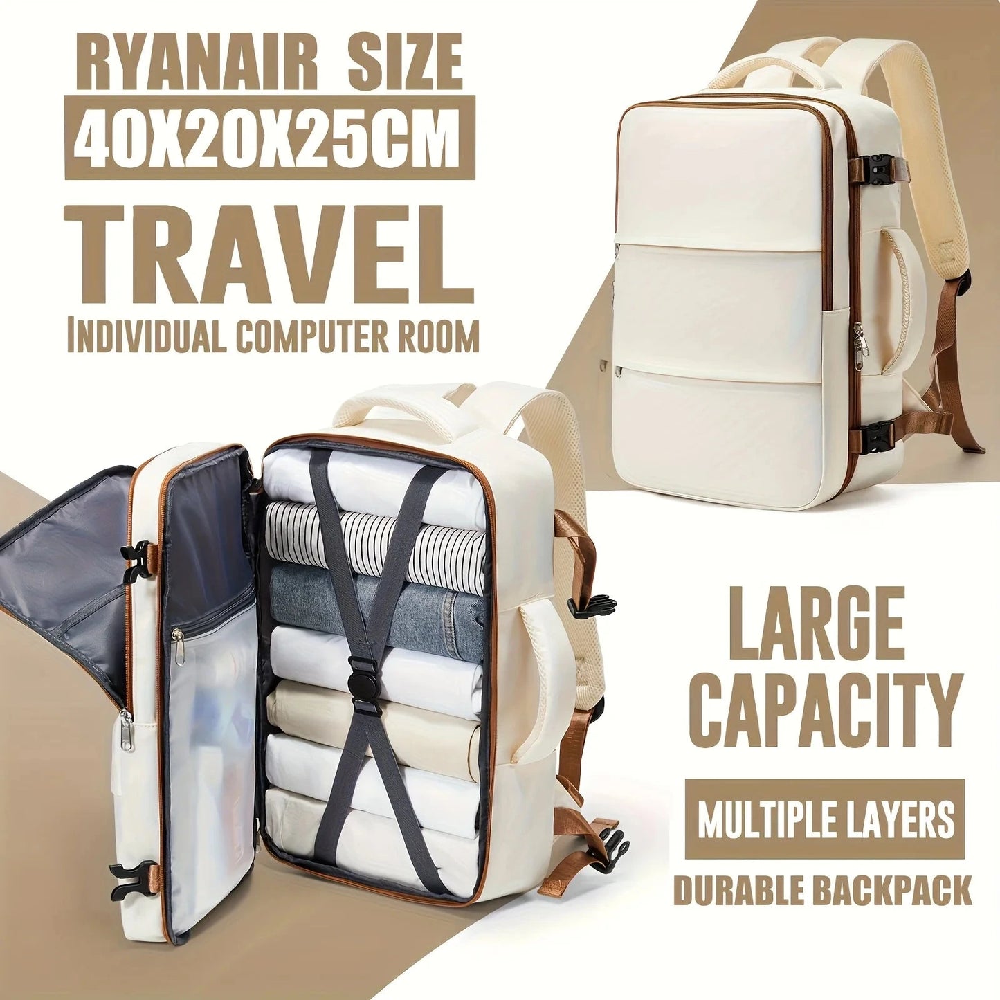 Notebook Backpack Travel 40x20x25 Ryanair Laptop Bag Men GlowCart