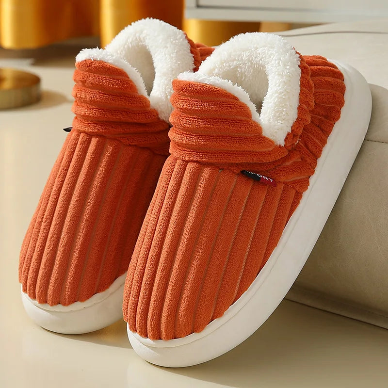Smile PoP Winter Plush Men Cotton Shoes Warm Plush Men House Slippers Outdoor Soft Non Slip Women's Shoes Casual Furry Men Shoes GlowCart