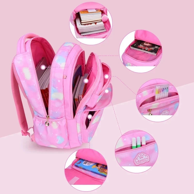 Children Girl Backpack School Bag Pink For Kid Child Teenage Schoolbag Primary Kawaii Cute Waterproof GlowCart