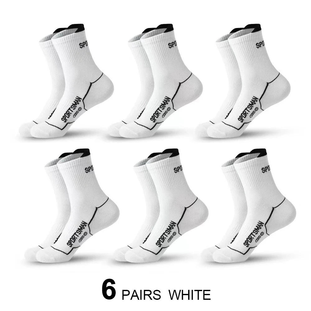 6/12 Pairs Men Mid Length Sports Socks Fashionable Geometric Patterns Breathable Odor Resistant Running Cycling Basketball Socks GlowCart