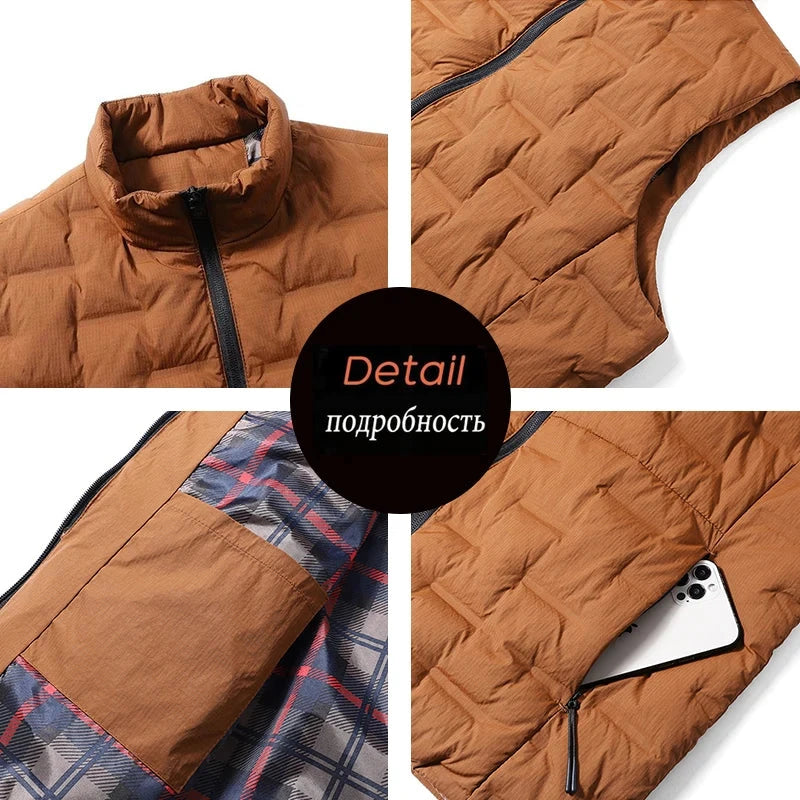 Winter Men White Duck Down Casual Vest Men Waterproof GlowCart