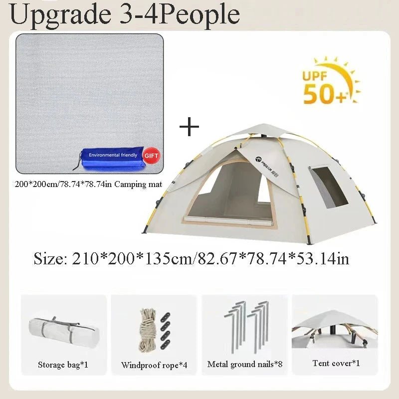 3-4 Double Automatic Pop-Up Tent with Fiberglass Poles GlowCart