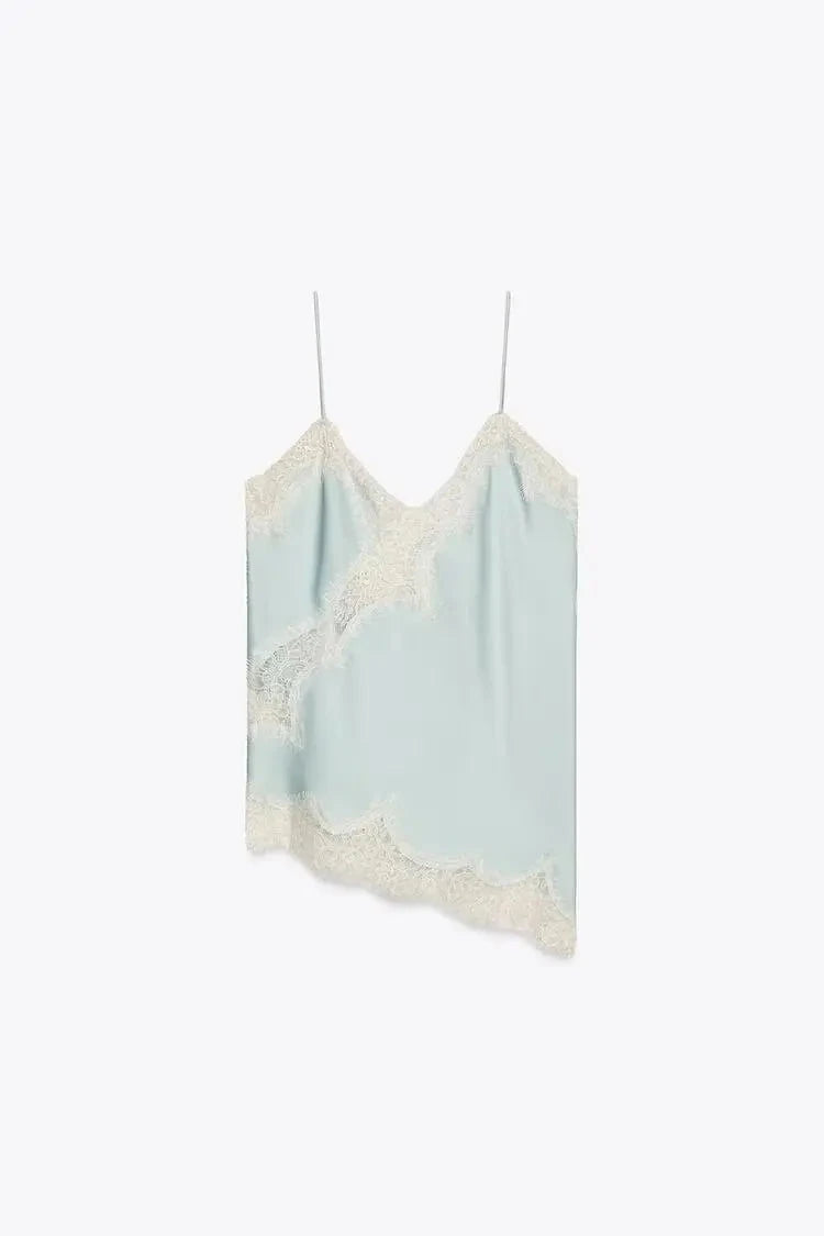 Sexy Lace Patchwork Sling Dress Women Satin Off-shoulder GlowCart