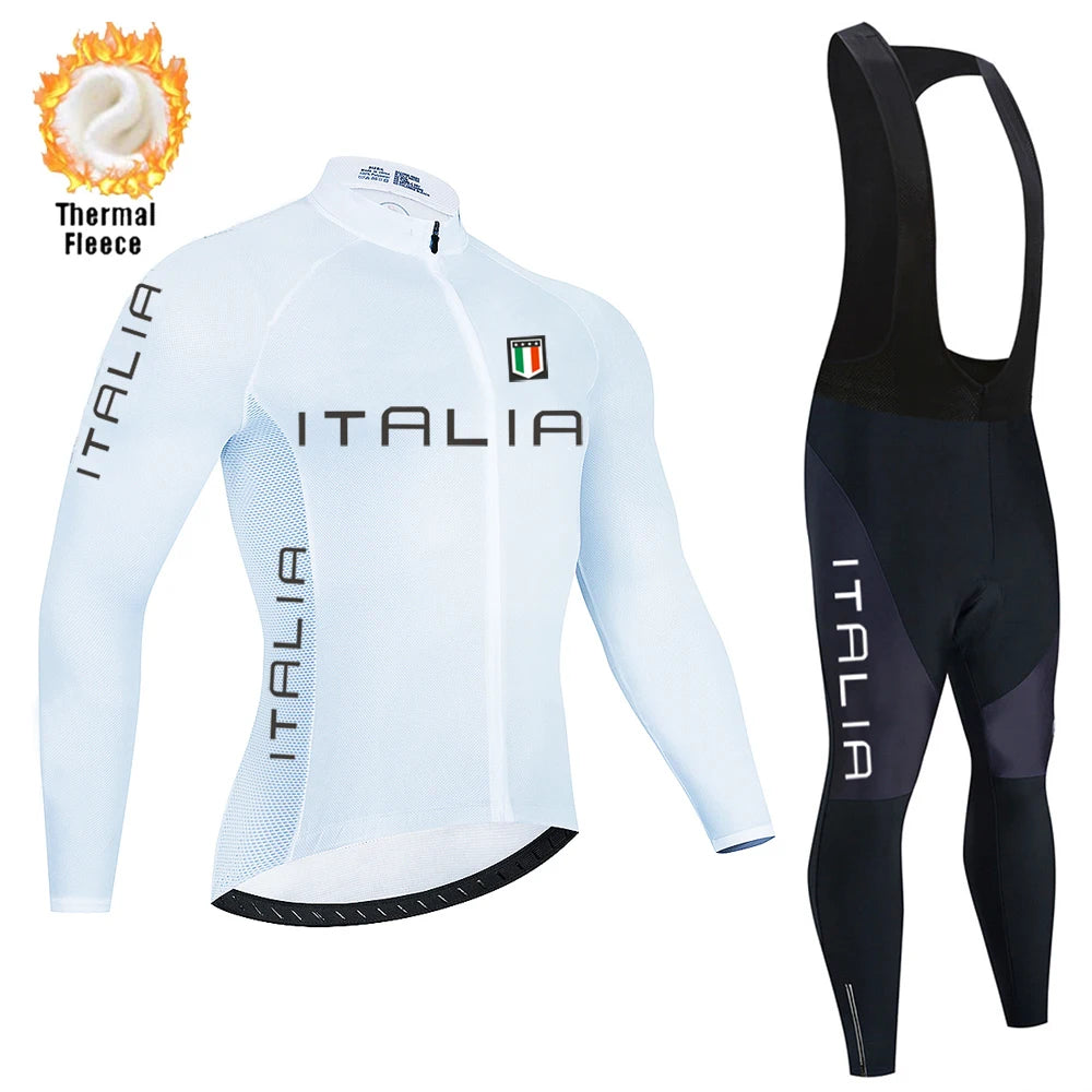 2026 New Winter Thermal Fleece Cycling Jersey Set Long Sleeve MTB Racing Bike Jersey Suit For Men Bib Pants Set Cycling Clothing GlowCart