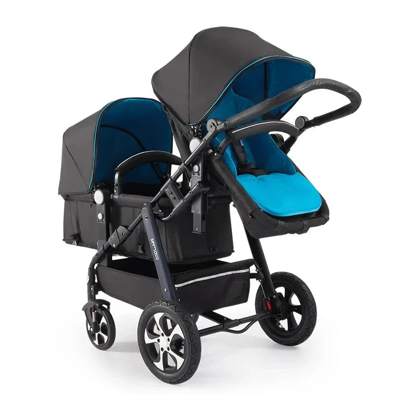 Luxury Twin Baby Stroller,High Landscape Pram,Folding Carriage,twins stroller baby car,Double Seat strollers,Lying and Seating GlowCart