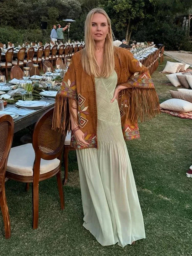 Pleated Perspective Halter Dress V-Neck Hanging Neck Sexy GlowCart