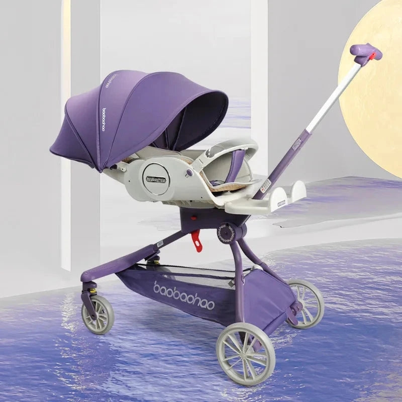 2025 New Baby Stroller A High-view, Lightweight Stroller That Can Be Sat on, Reclined, Pushed in Both Directions, and Folded. GlowCart