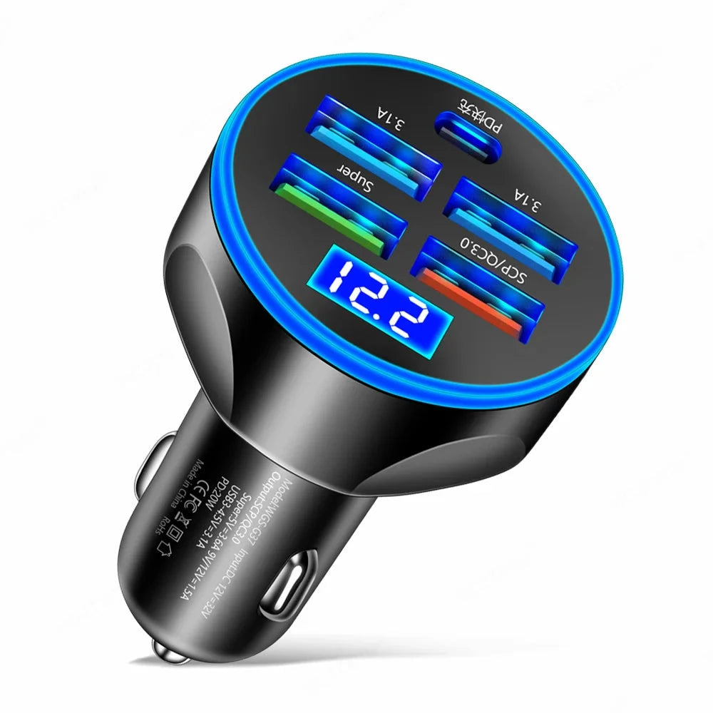 4usb PD 250W Car Charger Type C Fast Charging Auto Mobile GlowCart