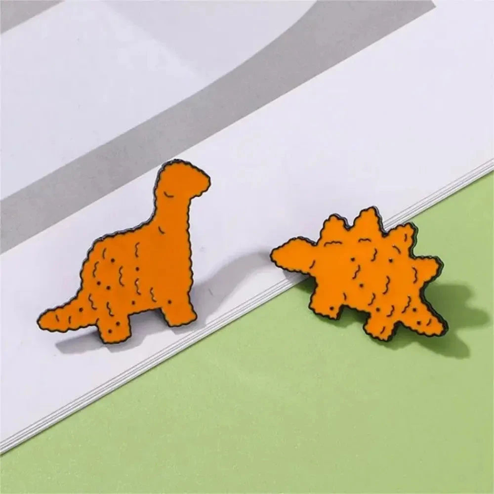 Cute Dinosaur Biscuits Tomato Ketchup Enamel Pin Cartoon GlowCart