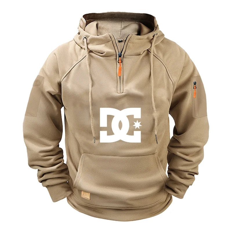 New men's fashion zippered pullover, long-sleeved sweatshirt, casual autumn sweatshirt, multi-pocket spring and autumn style GlowCart